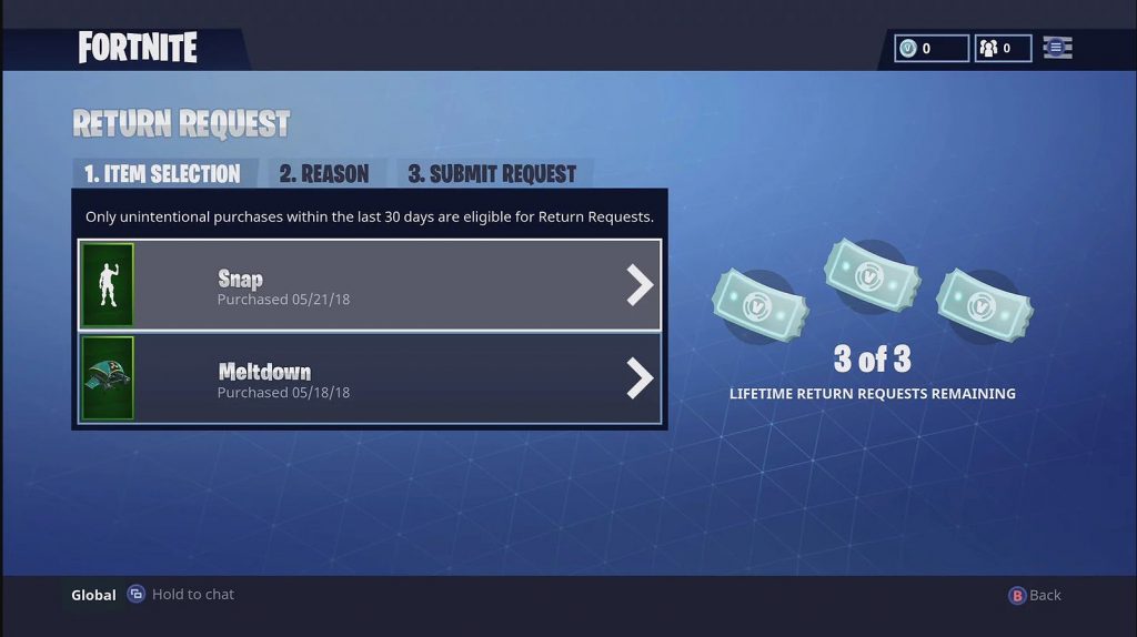 фортнайт кнопка отмены покупки